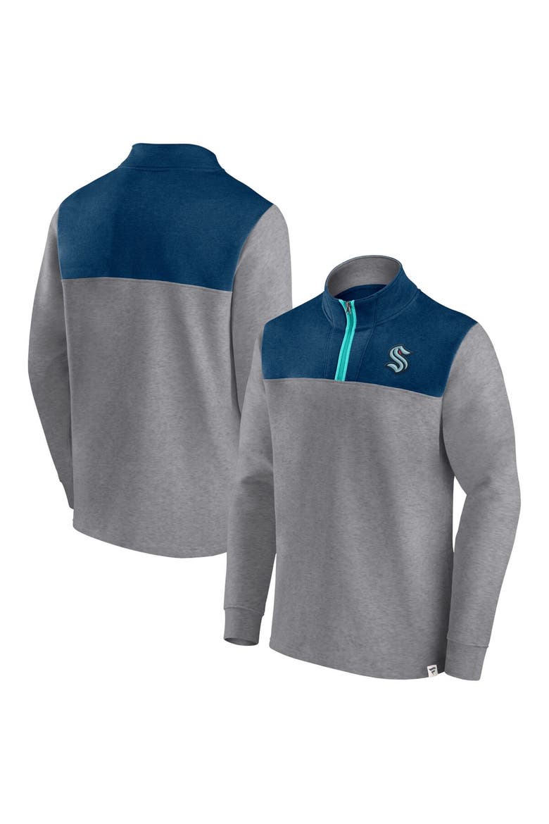 Men's Fanatics Branded Heather Gray Seattle Kraken Launch It Quarter-Zip Jacket, Main, color, Heather Gray