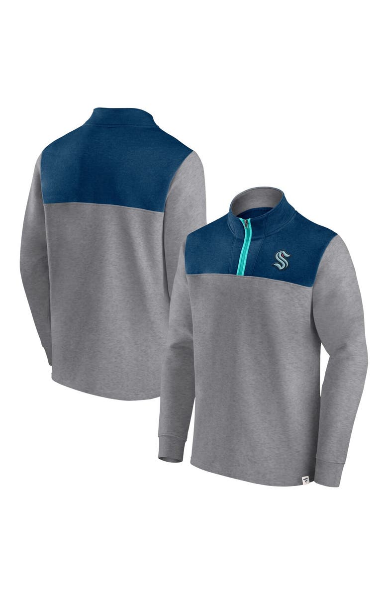 FANATICS Men's Fanatics Branded Heather Gray Seattle Kraken Launch It Quarter-Zip Jacket, Main, color, Heather Gray
