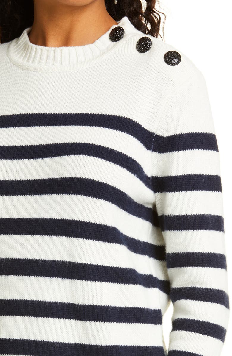 ba&sh Sean Stripe Button Shoulder Sweater, Alternate, color,
