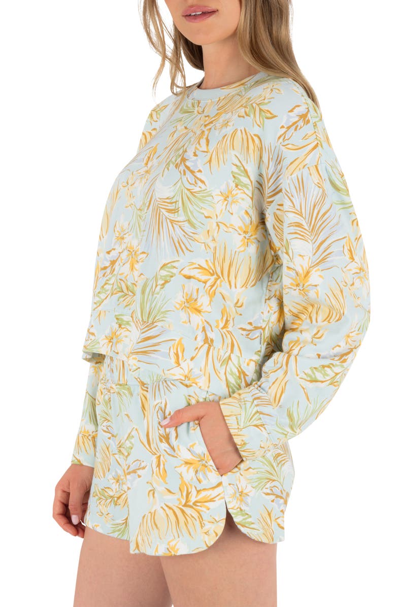 Hurley Fall Palms Boxy Crewneck Sweatshrit, Alternate, color, Starlight Blue