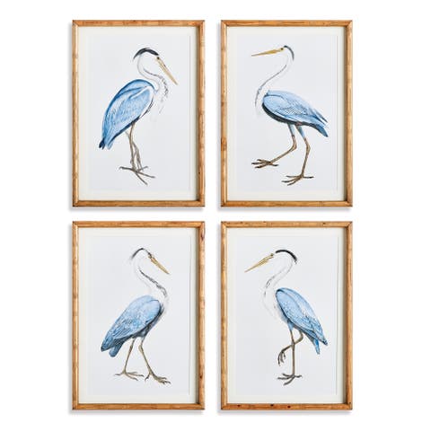 Elegant Blue Heron Framed Wall Art Set of 4