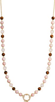 EDEN PRESLEY 14k Gold Multi-Stone Cabochon Station Necklace