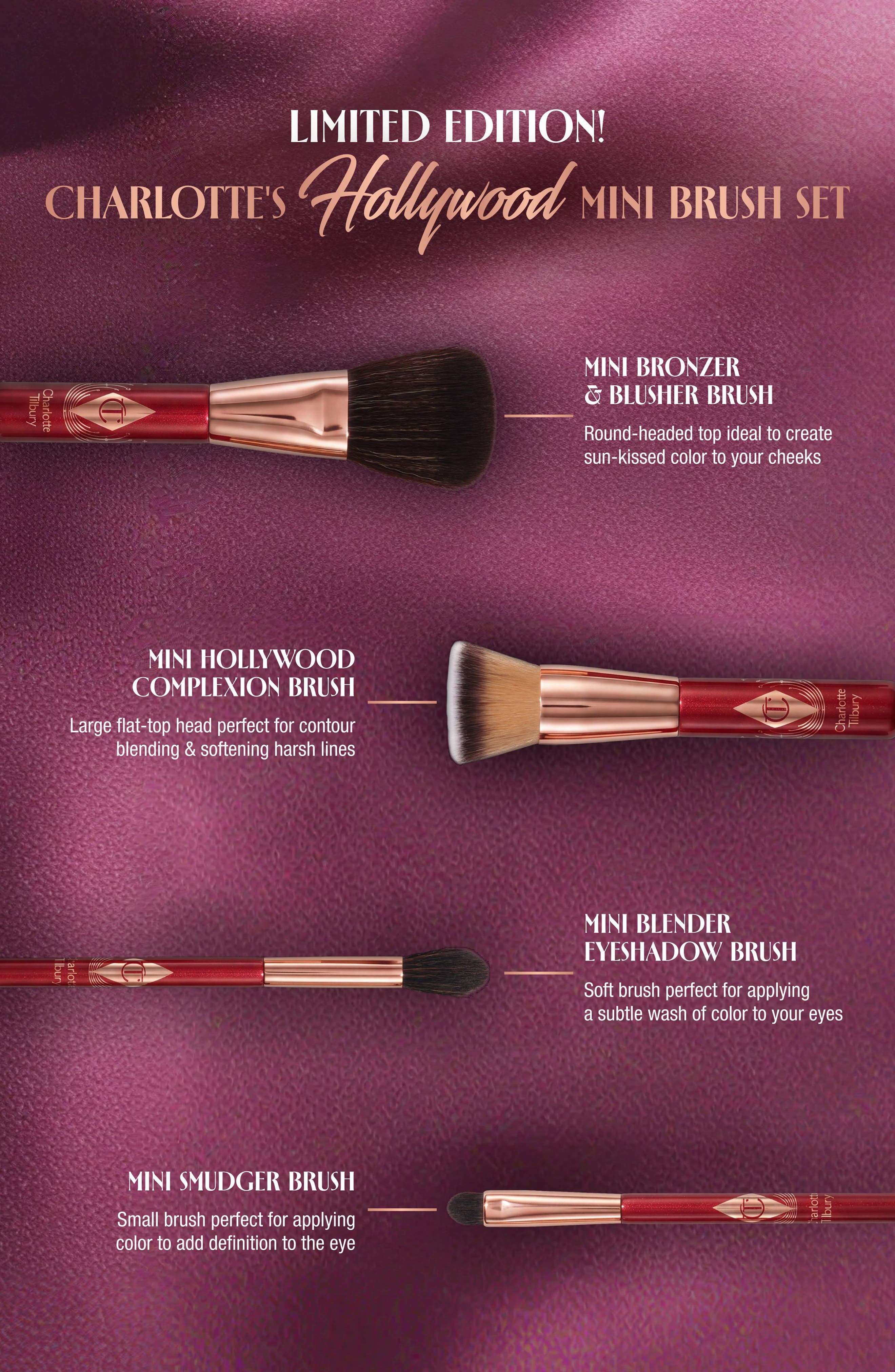 Charlotte Tilbury Hollywood 4-Piece Mini Brush Set (Women) | Nordstromrack