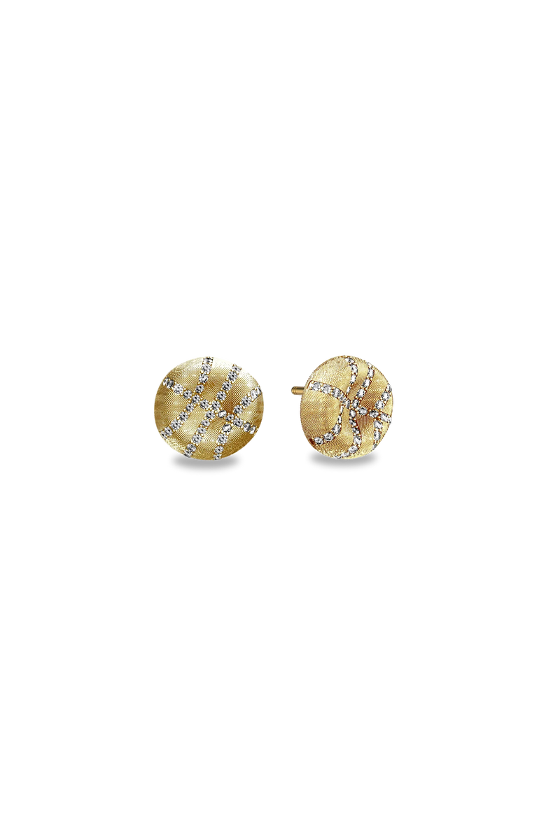 The Basketball Crooked Ball Diamond Pavé Earrings, Main, color, Gold / White Diamond