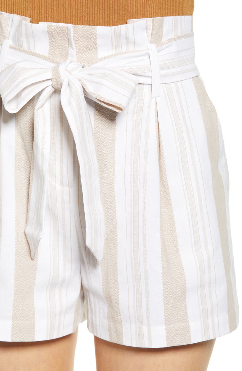 Socialite Belted Stripe Paperbag Waist Shorts, Alternate, color,