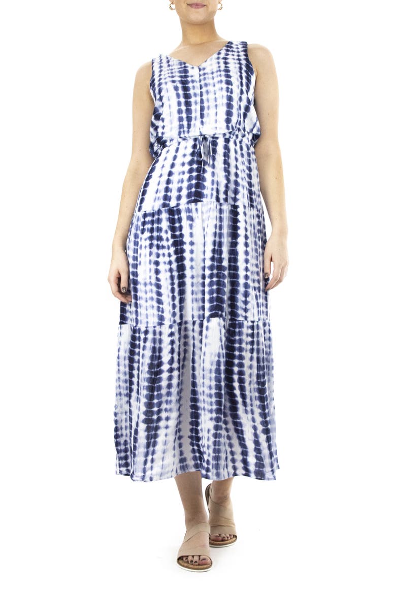 Tie Dye Sleeveless Maxi Dress, Main, color, NAVY MULTI