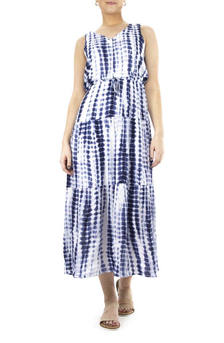 Nina Leonard Tie Dye Sleeveless Maxi Dress, Main, color, 
