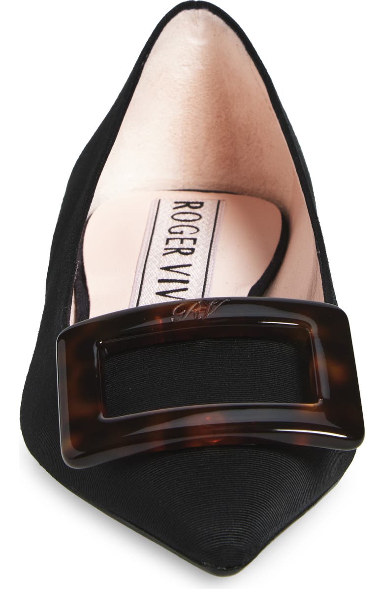 Roger Vivier Gommettine Pointed Toe Flat, Alternate, color, Nero