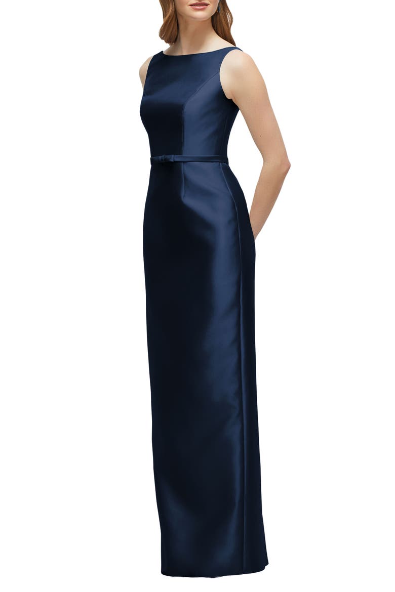 Sleeveless Satin Twill Column Gown, Alternate, color, MIDNIGHT