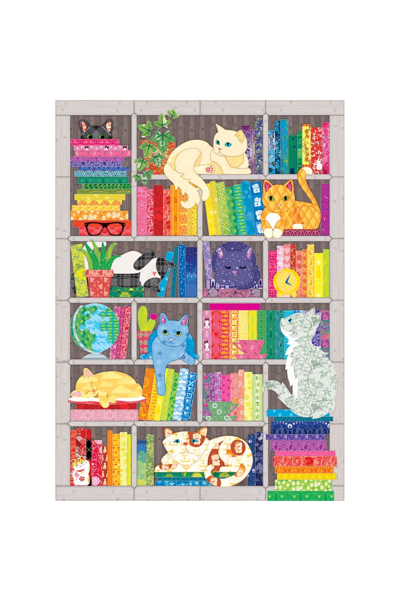 1000 Piece Puzzle Rainbow Cat Quilt Reference Poster Included, Alternate, color, Multicolored