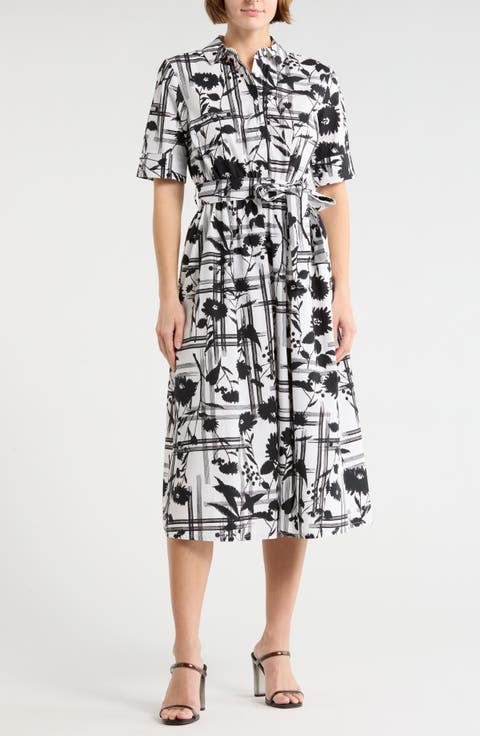 Collared Tie Waist Shirtdress