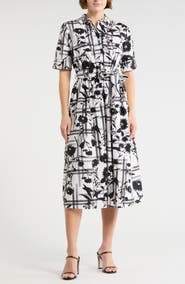 DKNY Collared Tie Waist Shirtdress