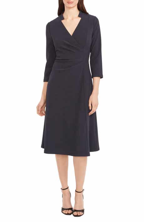 Maggy London Ruched Fit & Flare Midi Dress