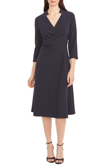 Maggy London Ruched Fit & Flare Midi Dress In Black