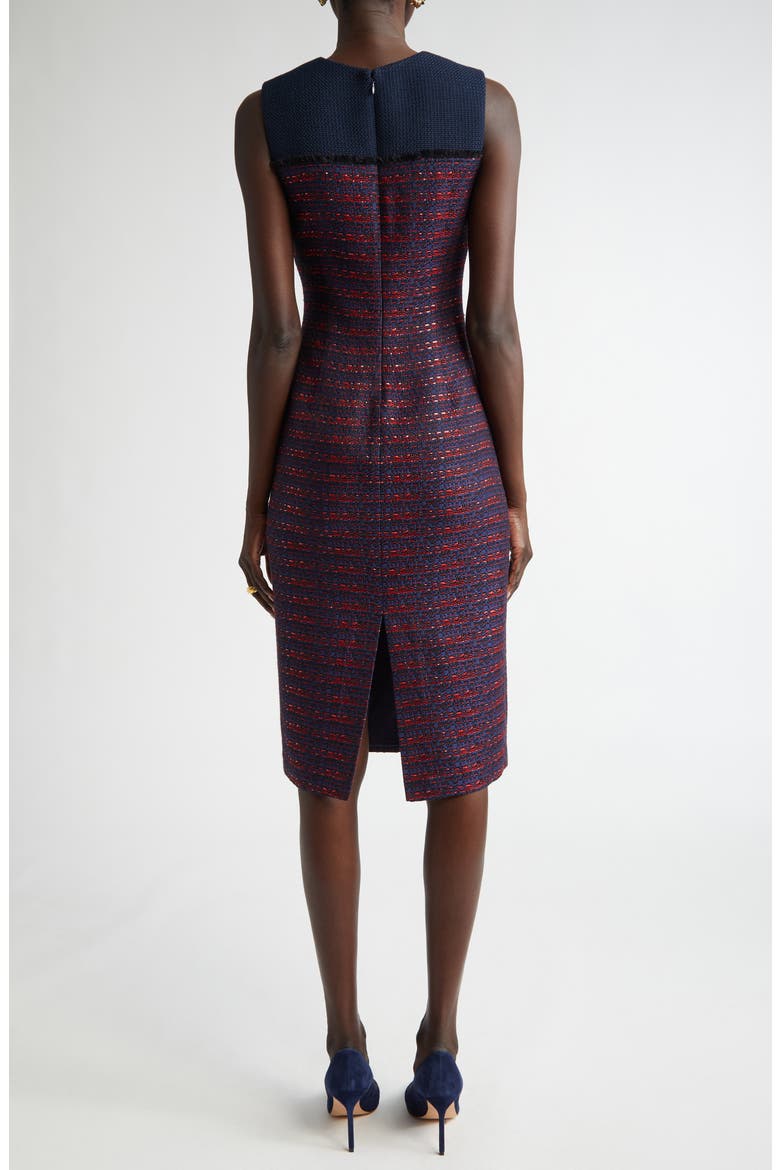 Colorblock Tweed Sheath Dress, Alternate, color, MIDNIGHT/ GERANIUM MULTI