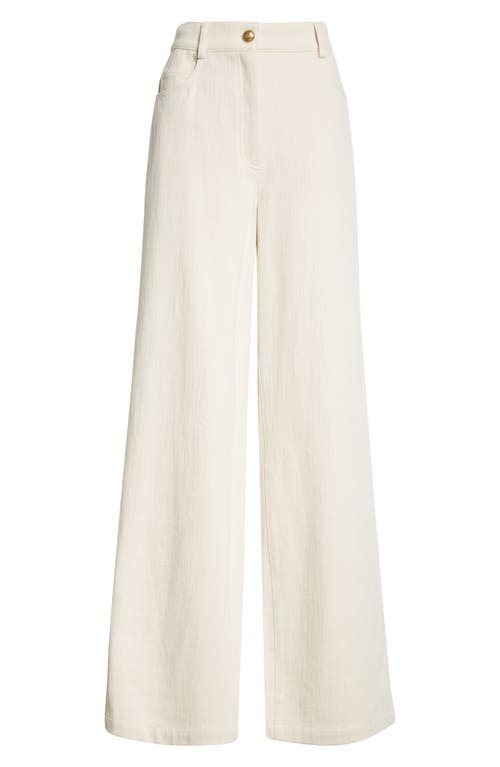 Akris Punto Cooper Cotton Blend Wide Leg Jeans In Cashew