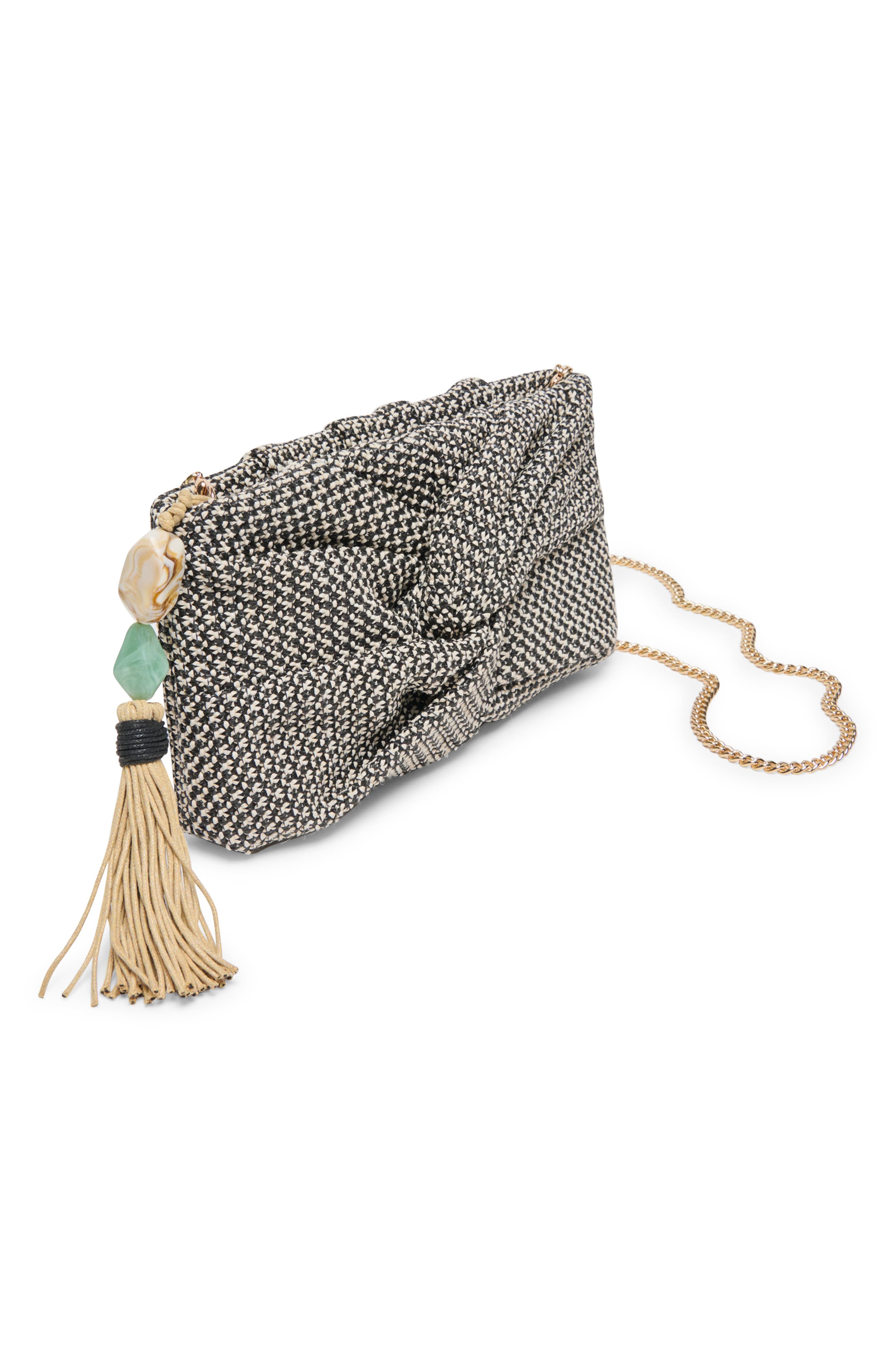 Dolce Vita Elowen Raffia Clutch, Alternate, color, Black