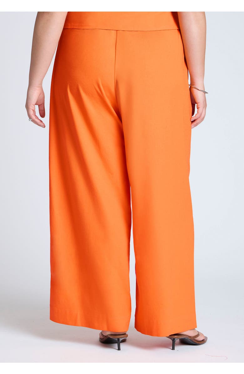 ELOQUII Easy Wide Leg Linen Pant, Alternate, color, Bright Orange