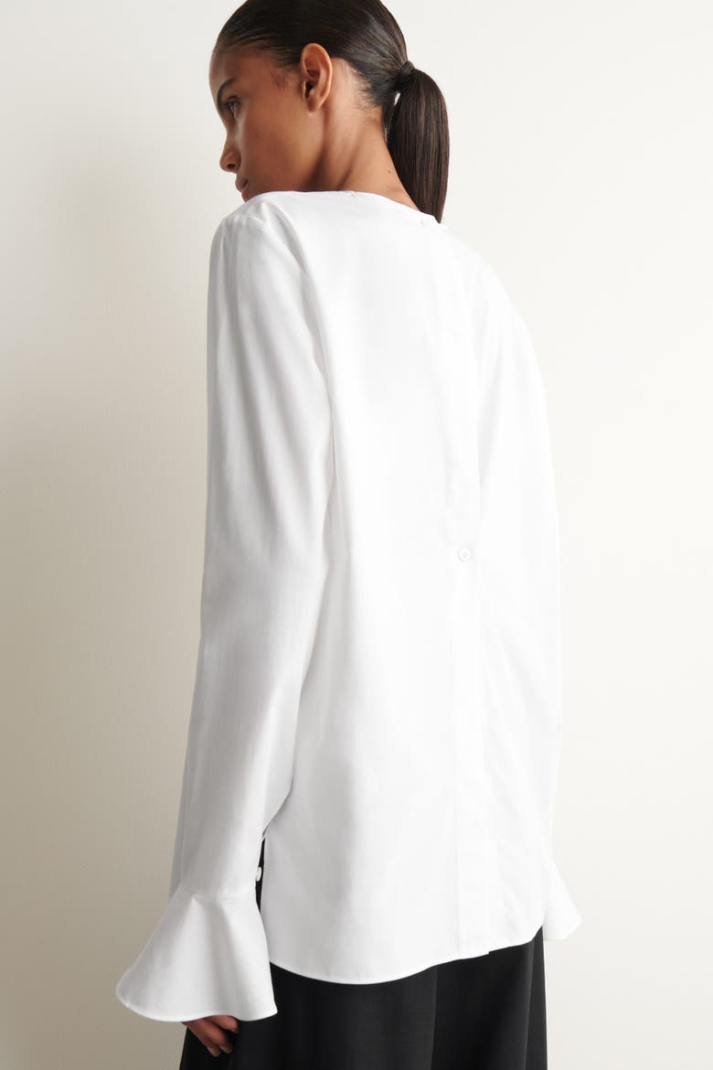 Flared-cuff Cotton Blouse, Alternate, color, WHITE