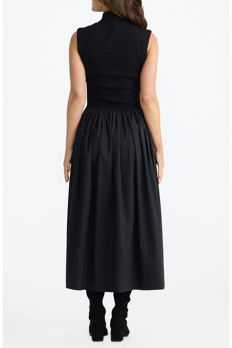 Mayflower Mixed Media Stretch Cotton Dress, Alternate, color, BLACK