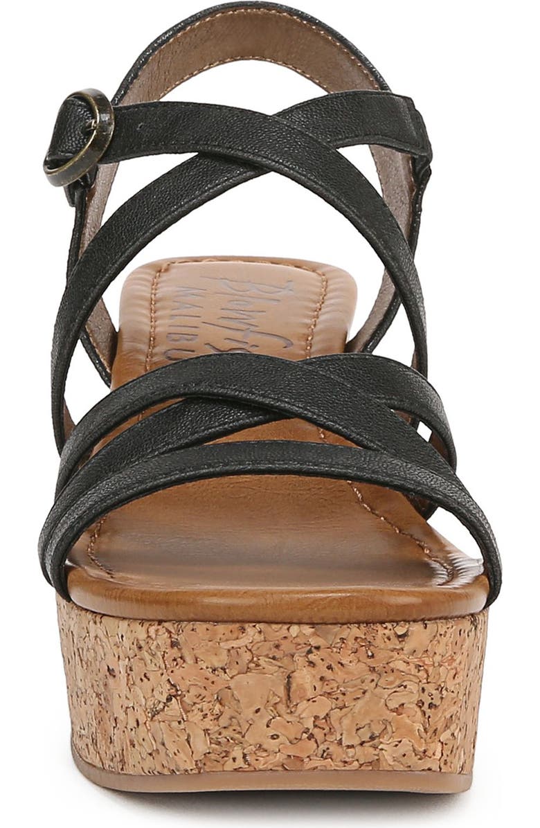 Blowfish Malibu Aurora Strappy Wedge Sandal, Alternate, color, Black Faux Leather
