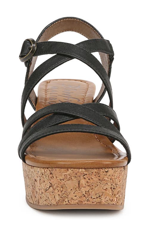 Blowfish Malibu Aurora Strappy Wedge Sandal In Black Faux Leather
