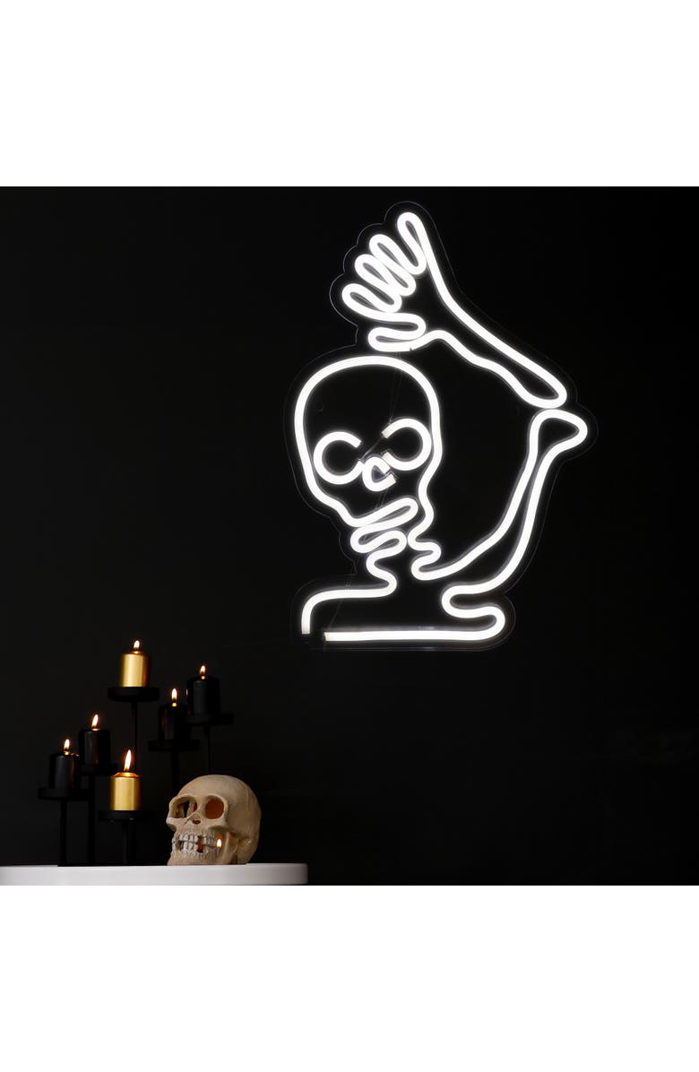 Northlight LED Skeleton Neon Lighted Halloween Wall or Window Decoration - 15", Alternate, color, White