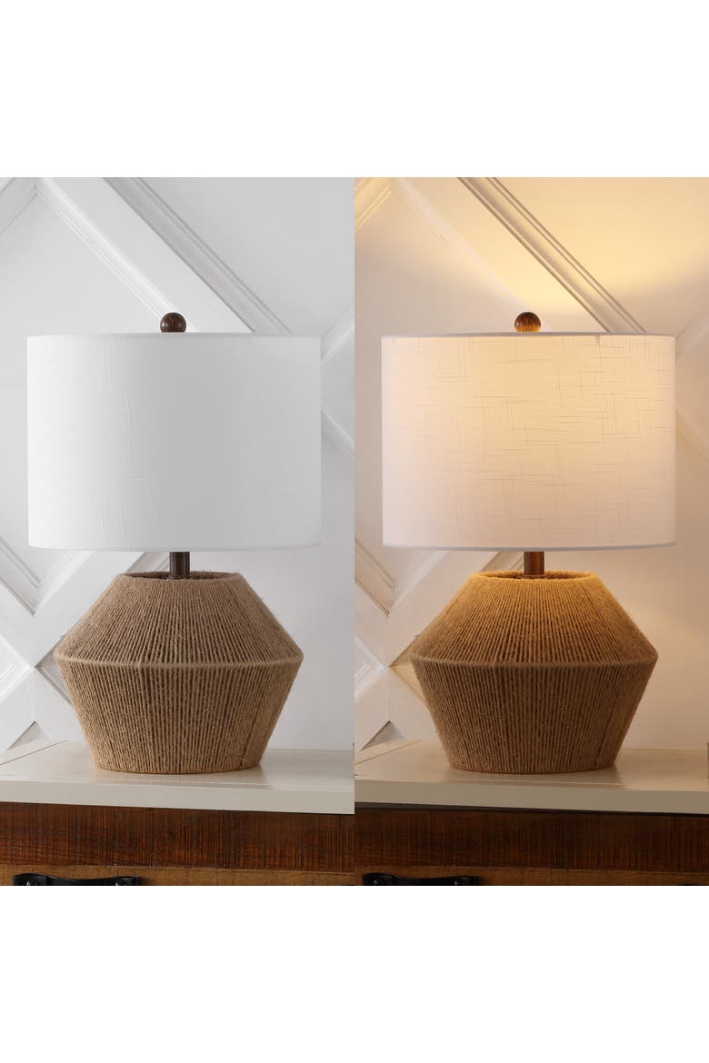 Alma 21.75" Coastal Rustic Iron/Rope LED Table Lamp, Brown, Alternate, color, Brown