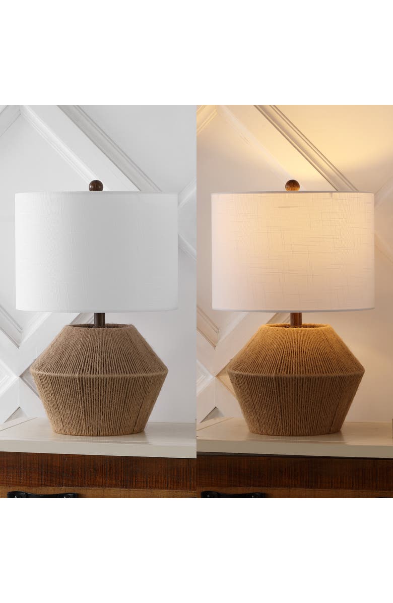 JONATHAN Y Alma 21.75" Coastal Rustic Iron/Rope LED Table Lamp, Brown, Alternate, color, Brown