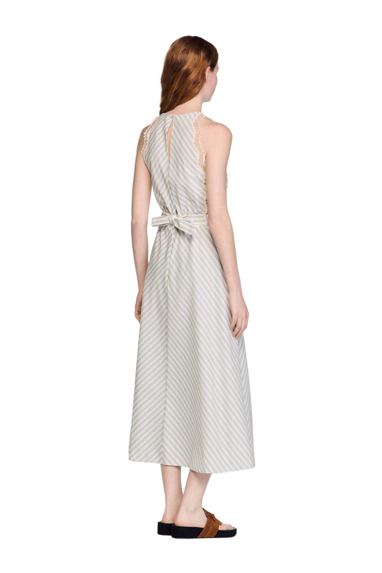 long striped cotton dress 100% Cotton Light Blue Stripe Midi Dress - All Dresses