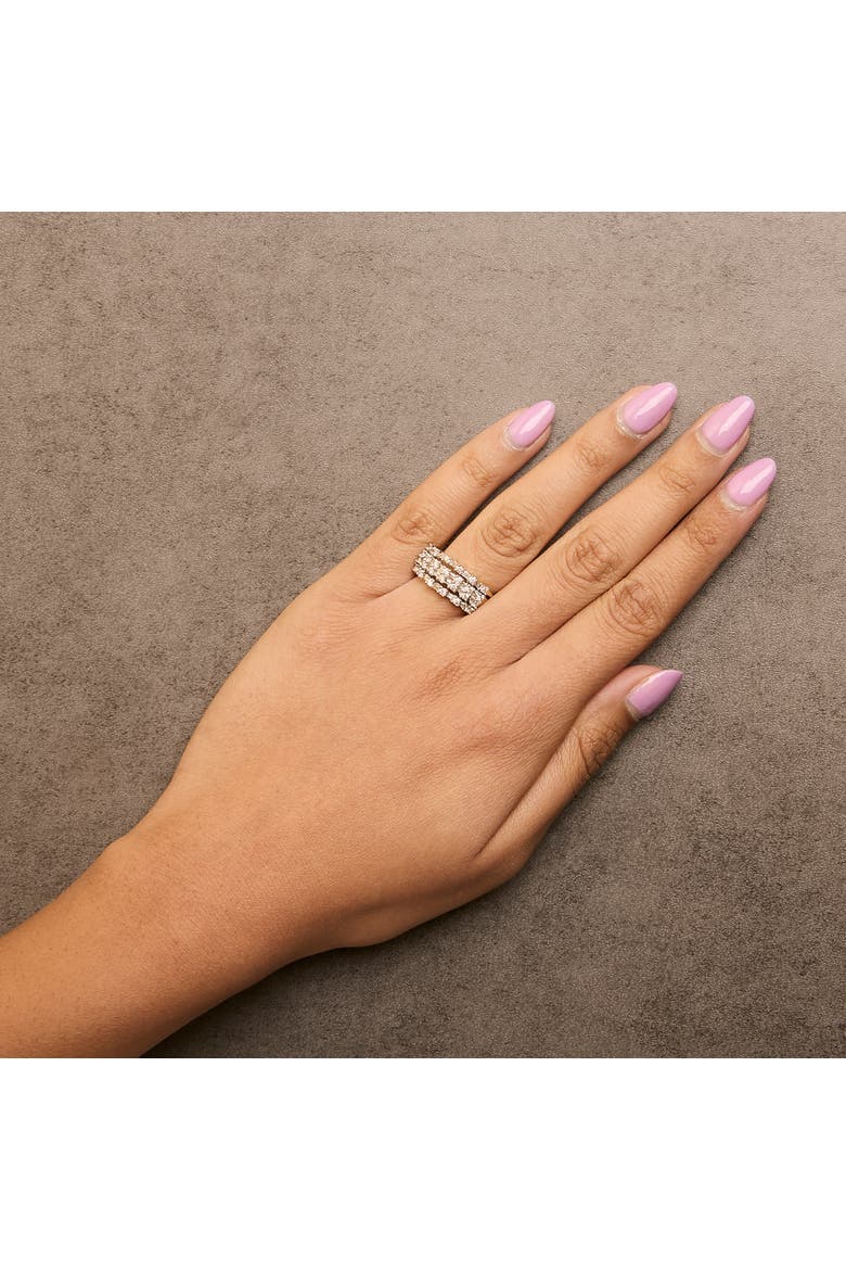 14K Yellow Gold 1.0 Cttw Round and Baguette Diamond Multi-Row Band Ring, Alternate, color, Yellow Gold