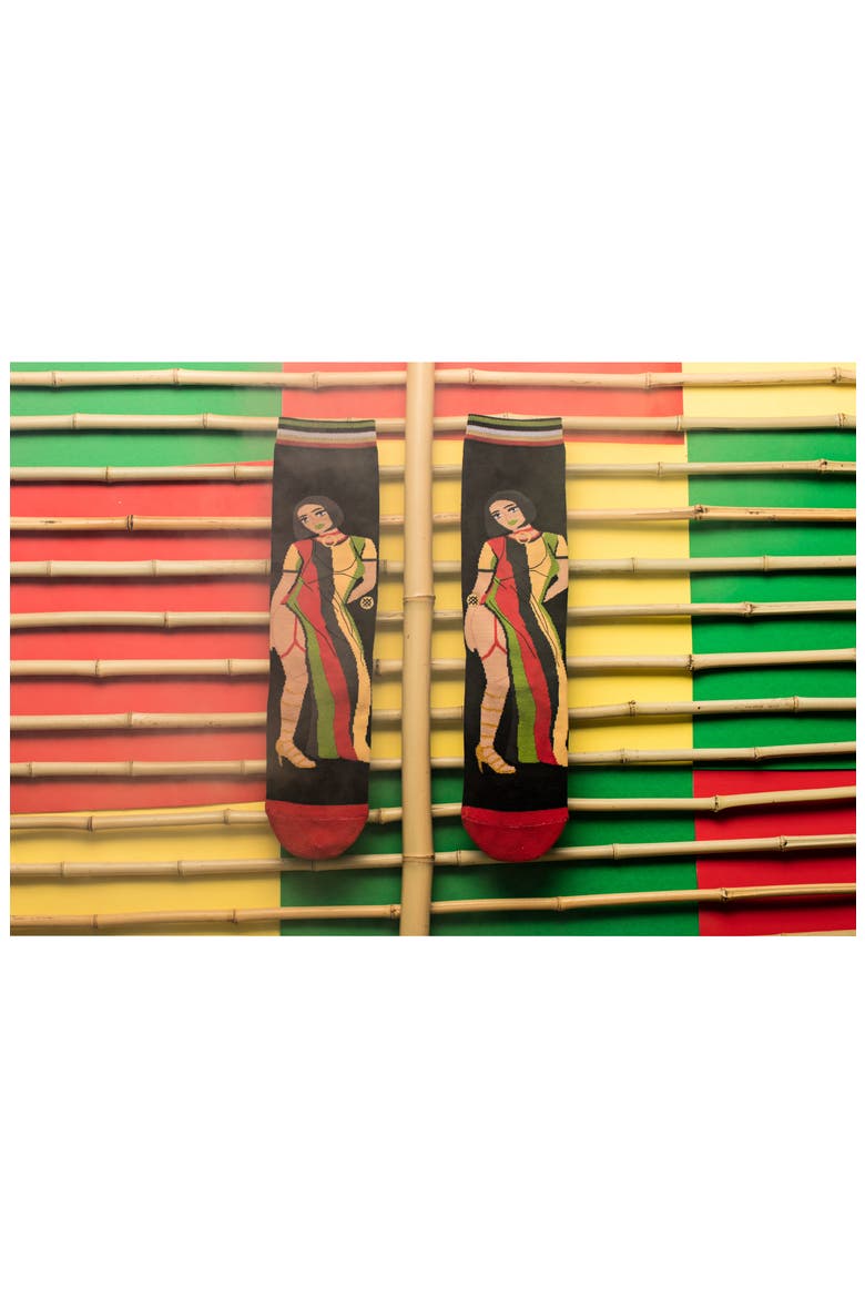 x Rihanna Music Video Crew Socks, Alternate, color, BLACK MULTI