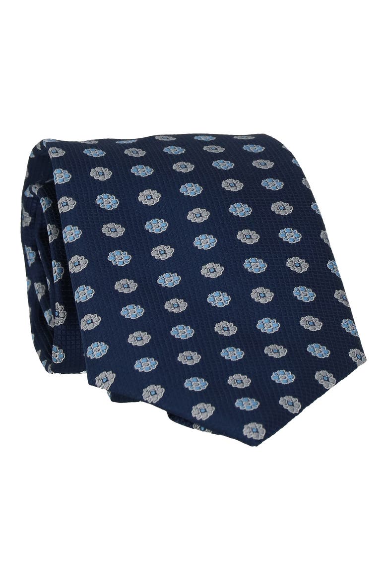 Flower Dot Tie, Main, color, NAVY