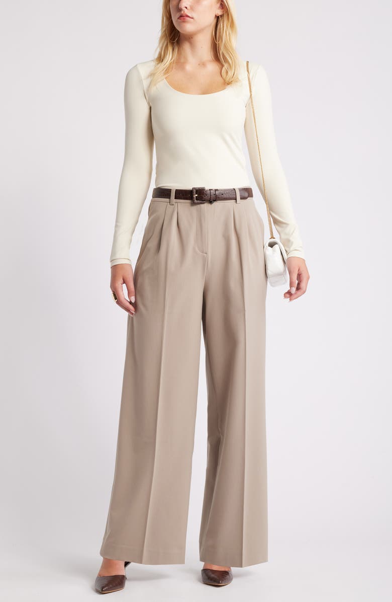 Open Edit Wide Leg Pants, Alternate, color, Grey Chia