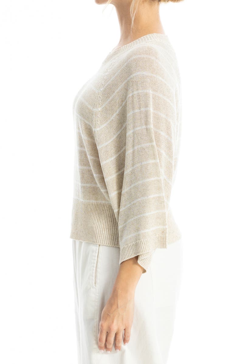 MAX STUDIO Stripe Raglan Sleeve Sweater, Alternate, color, Oyster/ Ivory Stripe