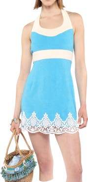 Anna Sui Cabana Terry Halter Lace Dress