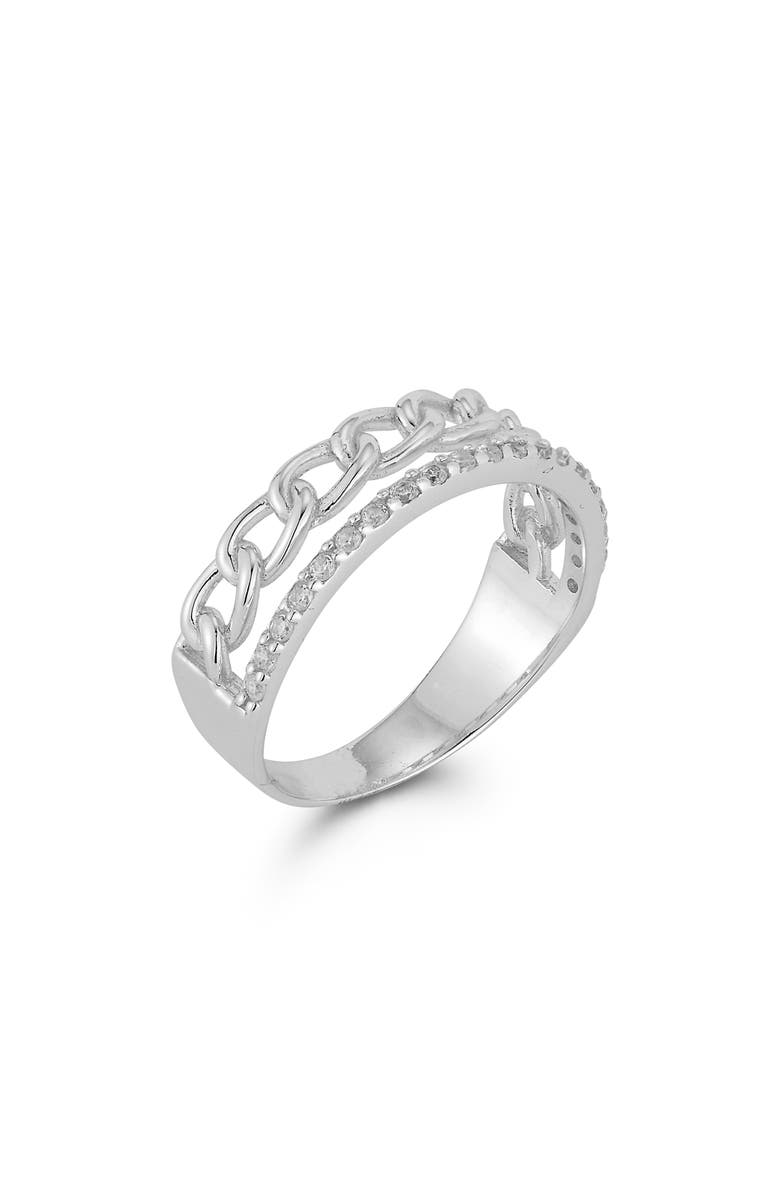 CHLOE AND MADISON Plated Sterling Silver & CZ Double Band Ring - Size 6, Alternate, color, 