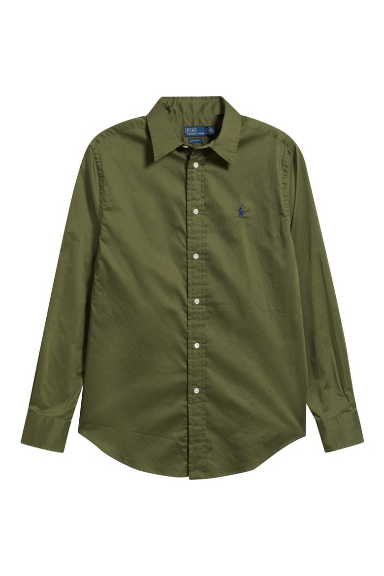 Classic Fit Cotton Twill Button-Up Shirt, Main, color, DENSE OLIVE