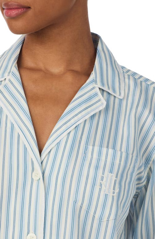 Ralph Lauren Striped Cotton-blend Sateen Sleep Set In Blue