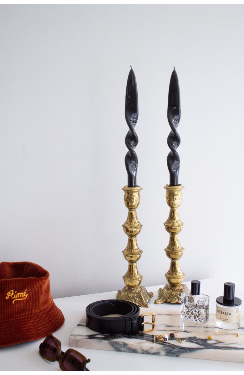 Parma Tile Taper Candle Set, Alternate, color, Black