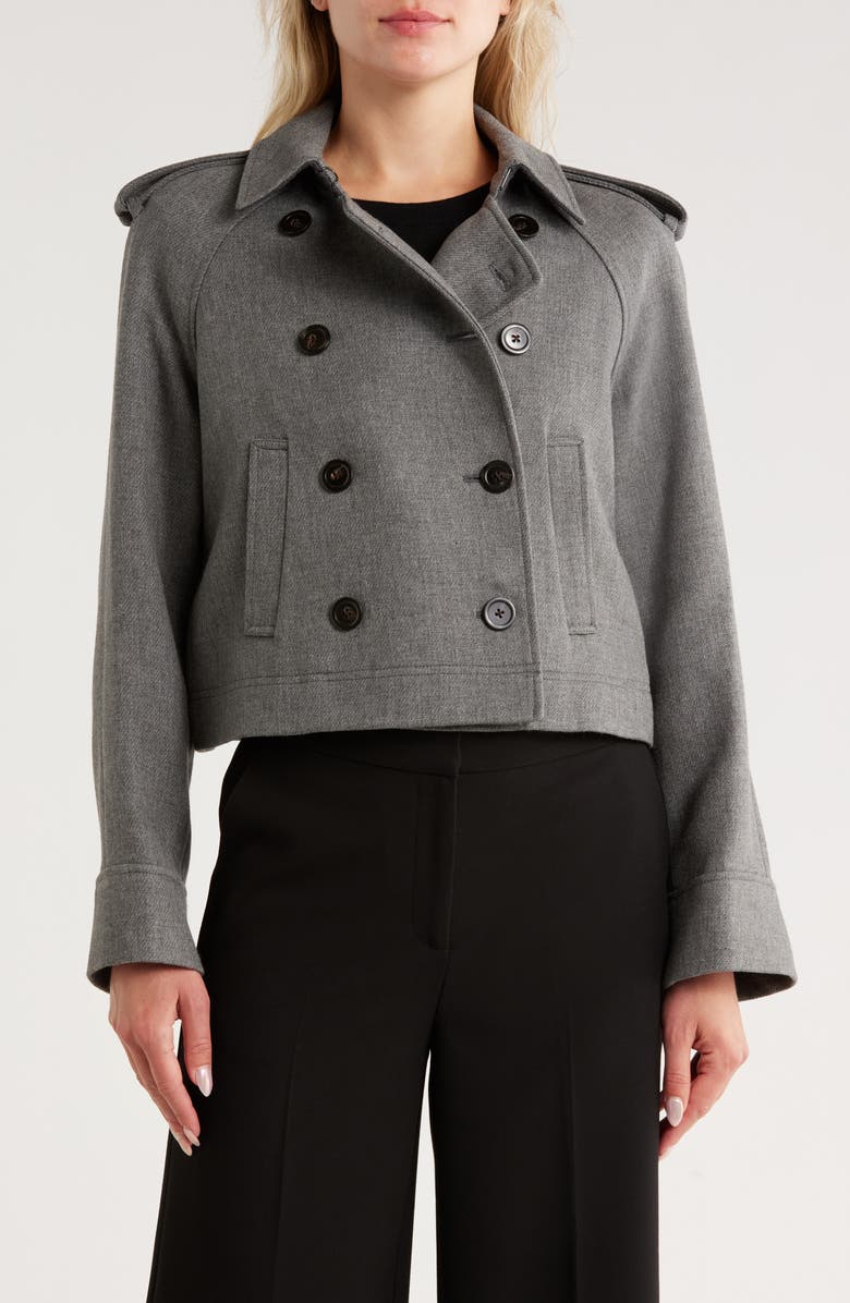 Veronica Beard Conneley Crop Trench Coat, Main, color, Medium Heather Grey