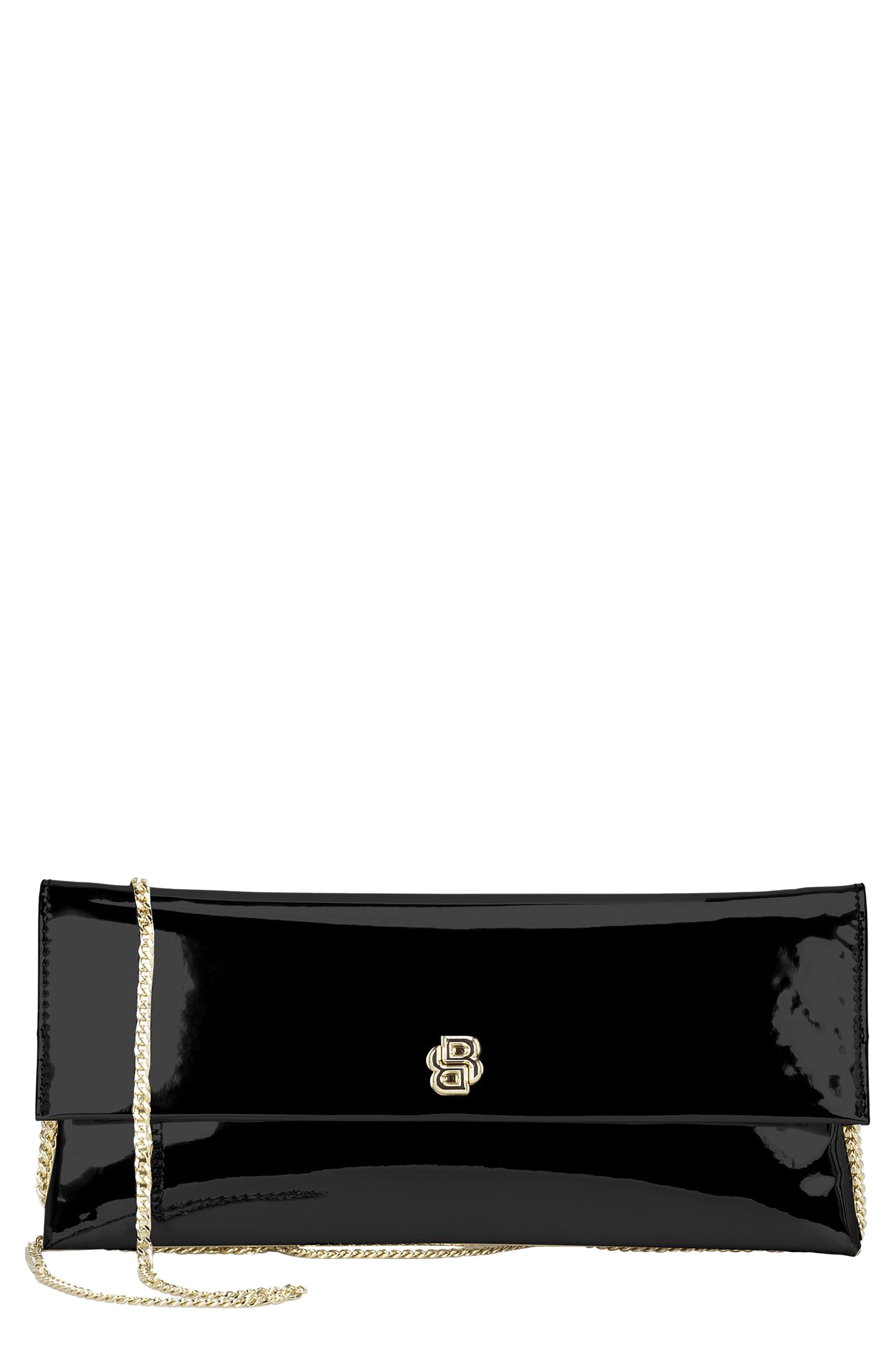 HUGO Beyond Faux Leather Clutch, Main, color, Black