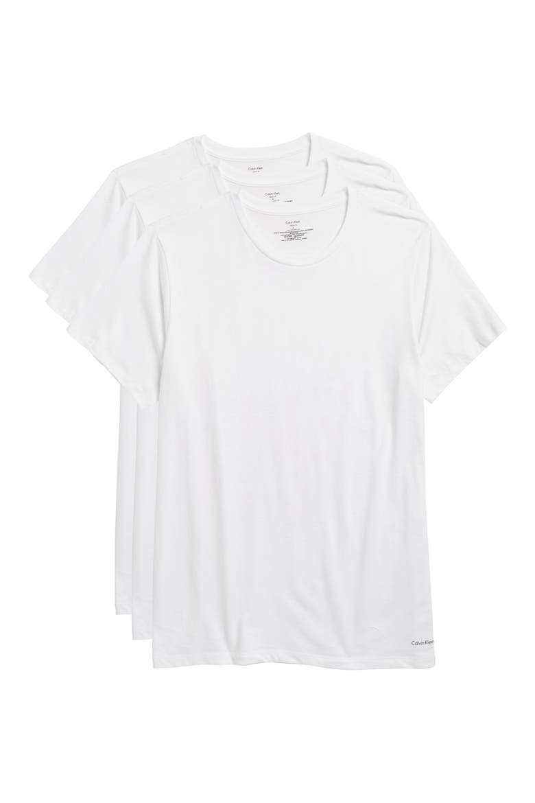 3-Pack Cotton Crewneck Undershirts, Main, color, 100 WHITE