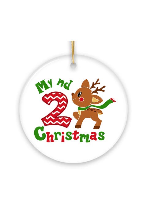 My 2nd Christmas Baby Fawn Round Ornament
