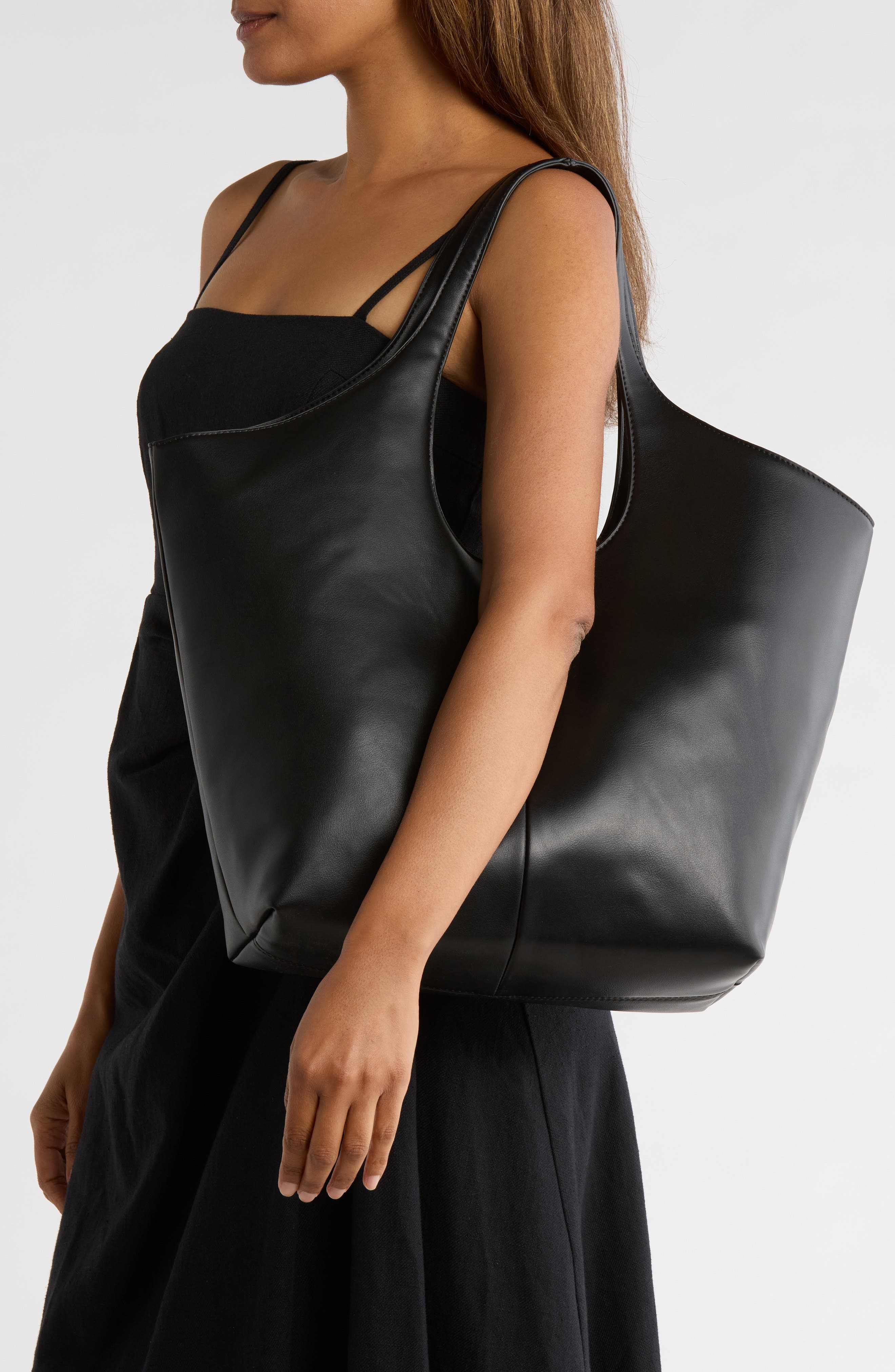 URBAN EXPRESSIONS HANDBAGS Faux Leather Tote Bag, Alternate, color, Black