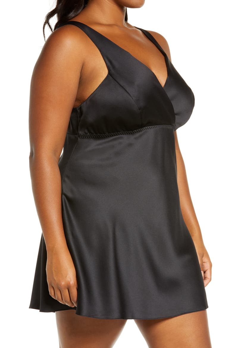 Positivity Satin Chemise, Alternate, color, BLACK