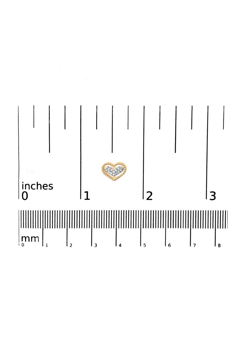 10K Yellow Gold 1/10 Ct Diamond Heart and Beaded Halo Stud Earrings, Alternate, color, Yellow