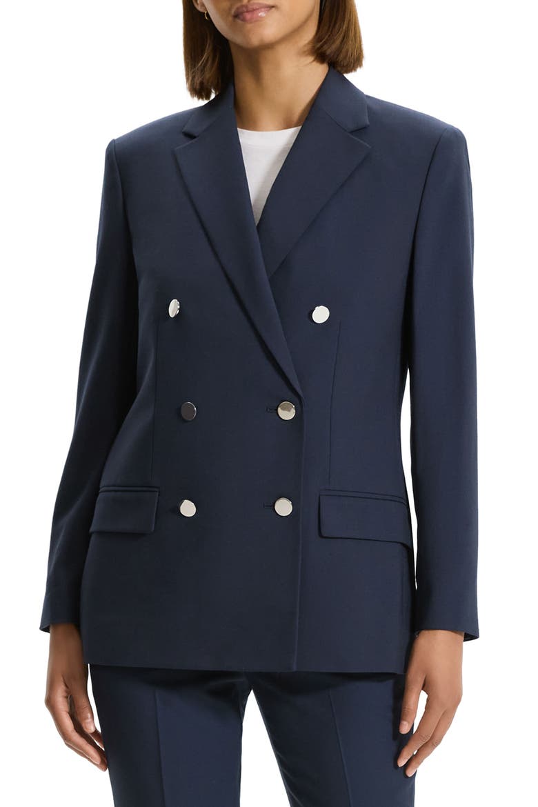 Oxford Boxy Double Breasted Jacket, Main, color, NOCTURNE NAVY