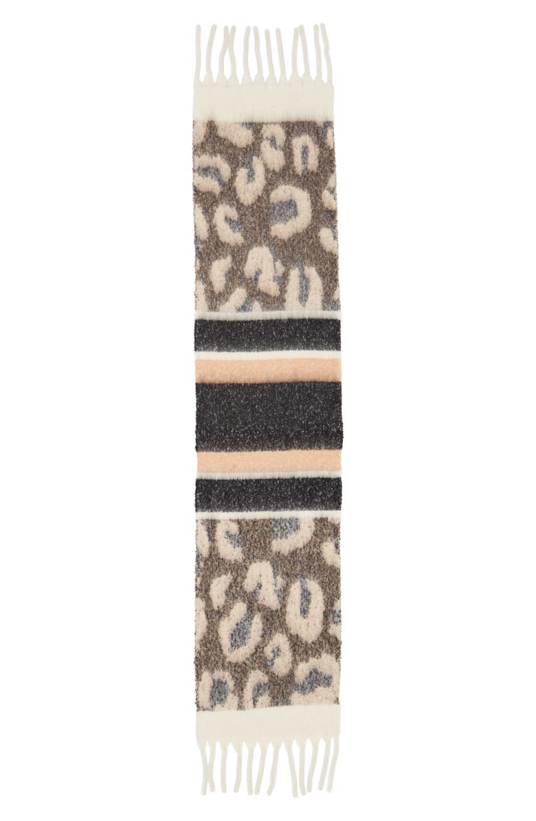 BP. Leopard Stripe Knit Scarf, Alternate, color,