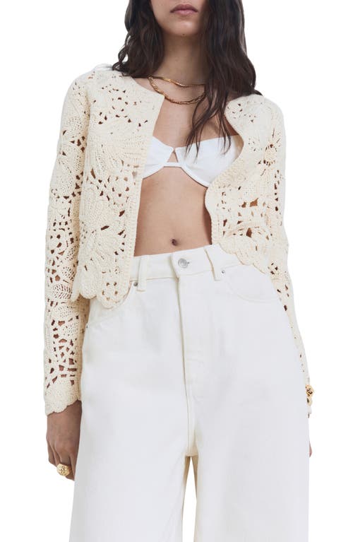 Mango Open Knit Cardigan Jacket In Neutral